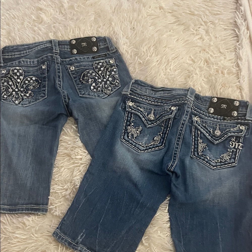 Miss Me Denim Bermuda Short with Embellishments